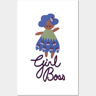 Girl Boss in Blue and Green Posters and Art